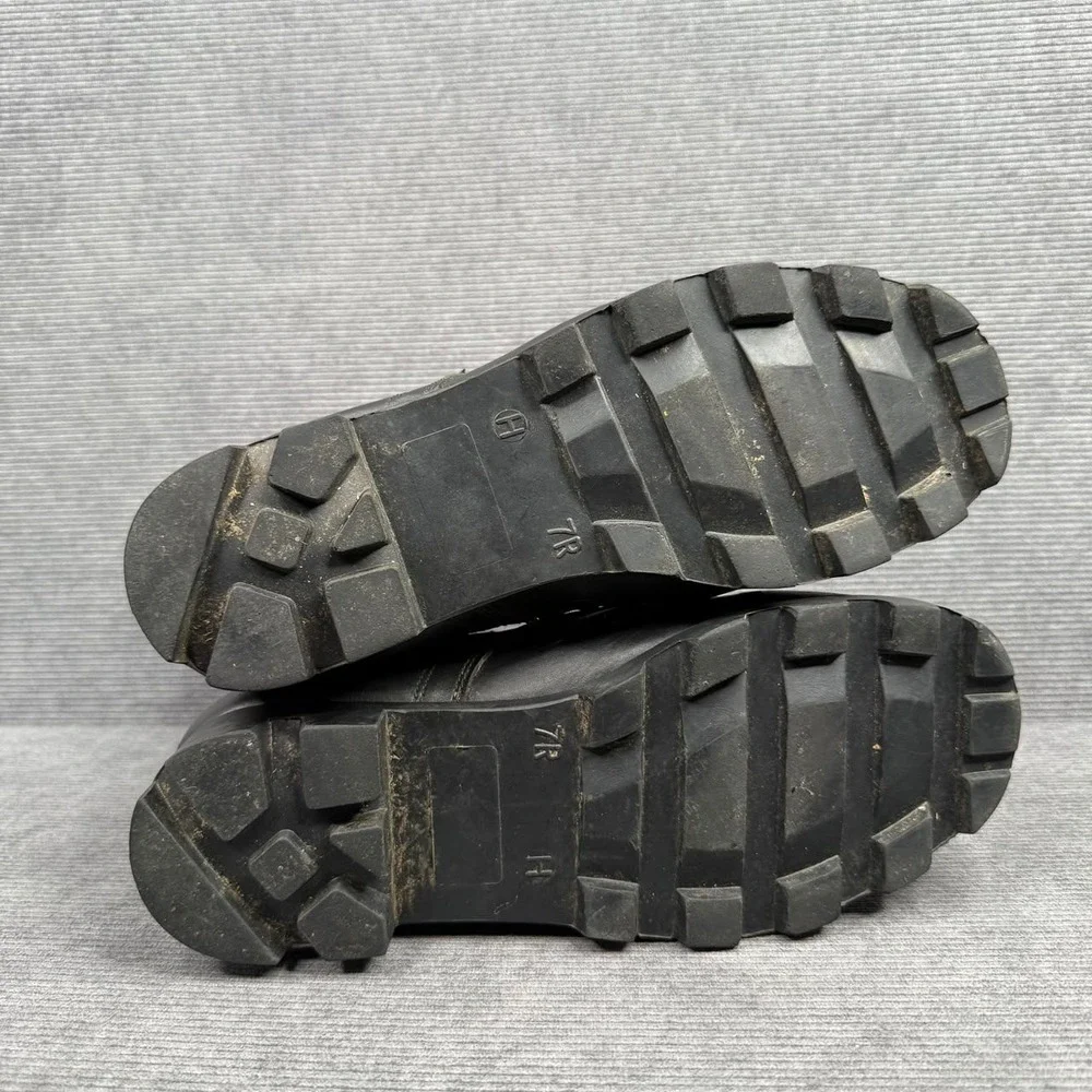 Military Jungle Boots Y2K Black Leather Olive Tactical Combat 7R‎ Made in USA